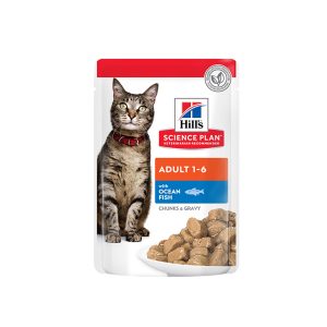 Hill���s Science Plan Adult Wet Cat Food Ocean Fish Pouches (85Gx12)