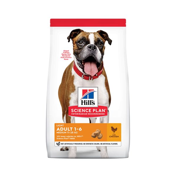 Hill���s Science Plan Light Medium Adult Dog Food With Chicken (14Kg)